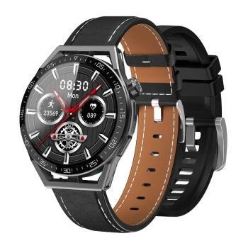 Smartwatch Rubicon RNCE88-1 Czarny- Czarny Pasek Silikonowy + Czarny Pasek Skórzany