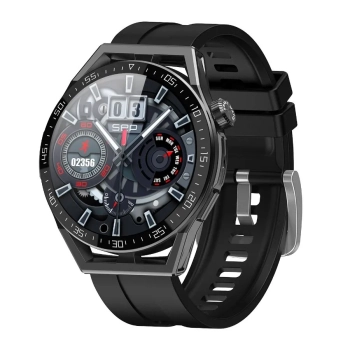 Smartwatch Rubicon RNCE88-1 Czarny- Czarny Pasek Silikonowy + Czarny Pasek Skórzany