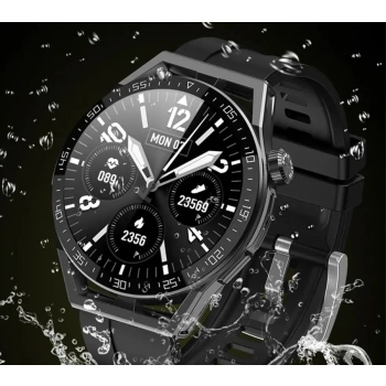 Smartwatch Rubicon RNCE88-1 Czarny- Czarny Pasek Silikonowy + Czarny Pasek Skórzany