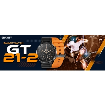 Smartwatch Gravity GT21-2 + Pomarańczowy Pasek Silikonowy