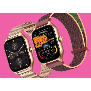 Smartwatch Damski Rubicon RNCF03-5 Różowe złoto + 2 Paski