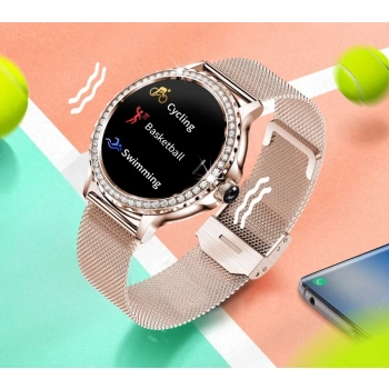Smartwatch Damski Rubicon RNCF19-1 Różowe Złoto  Bransoleta + Pasek