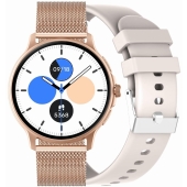Smartwatch Damski GRAVITY GT12-5 Szary Pasek Silikonowy + Bransoleta Różowe Złoto
